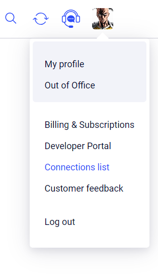 Find the &quot;Connections List&quot; option in the dropdown profile menu