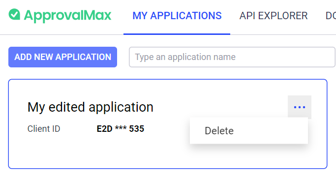 Click the &quot;...&quot; button to initiate application deletion