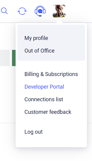 Find the &quot;Developer Portal&quot; option in the dropdown profile menu